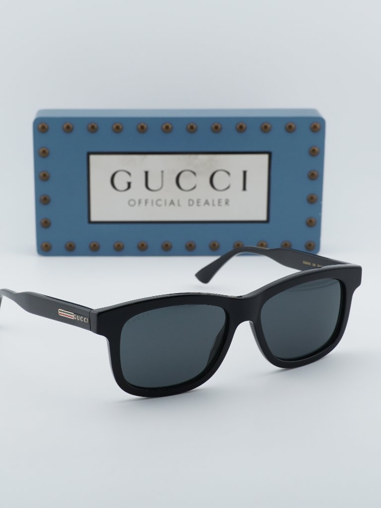 Gucci Gg0824s 005 Men Rectangle Sunglasses - Black / Grey